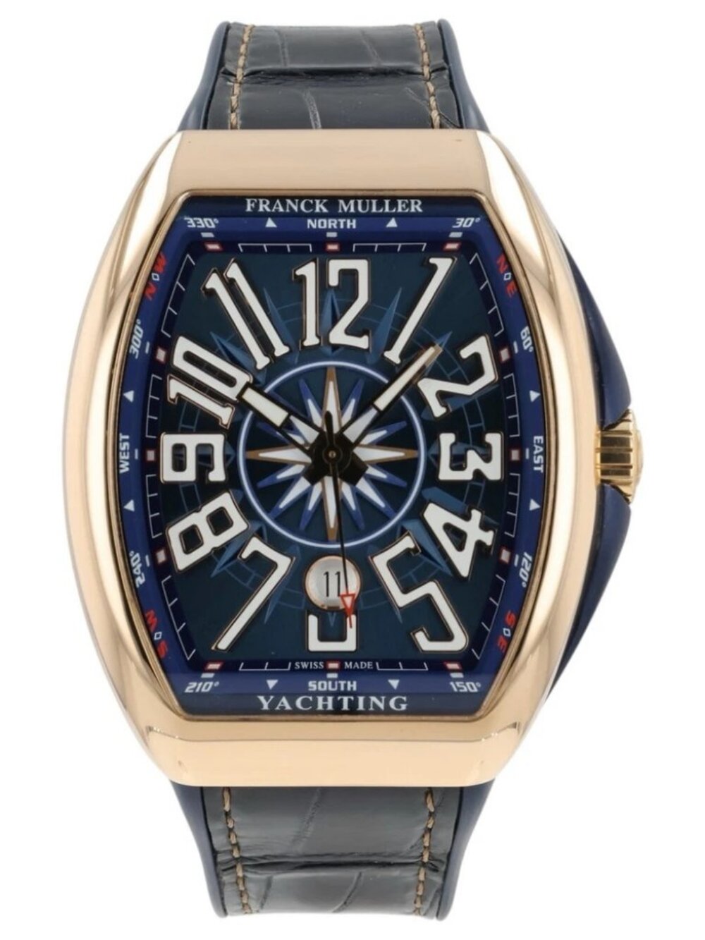 Franck Muller Yachting Blue Dial 18k Rose Gold 44mm Automatic Mens V45 SC DT